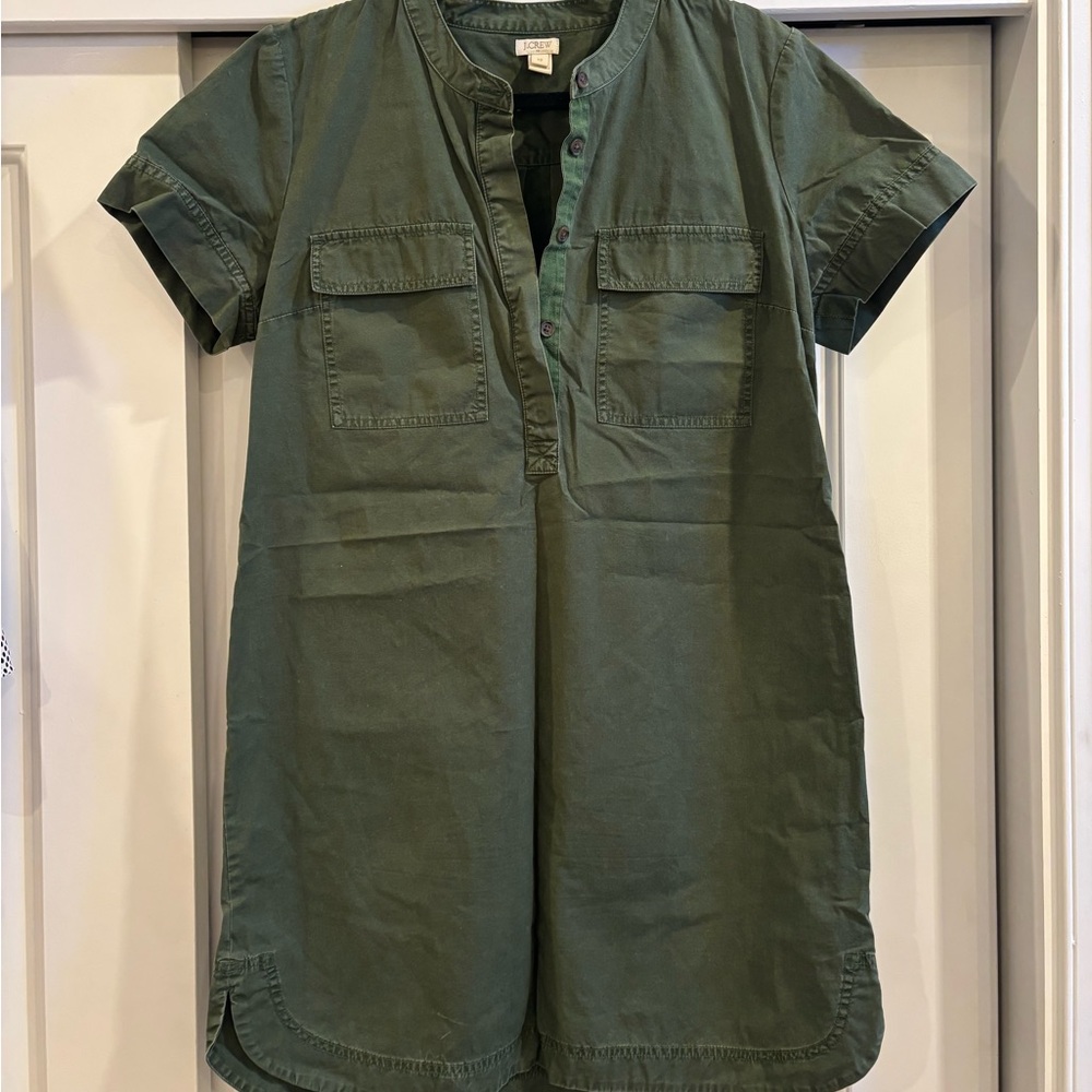 Green utility style mini dress